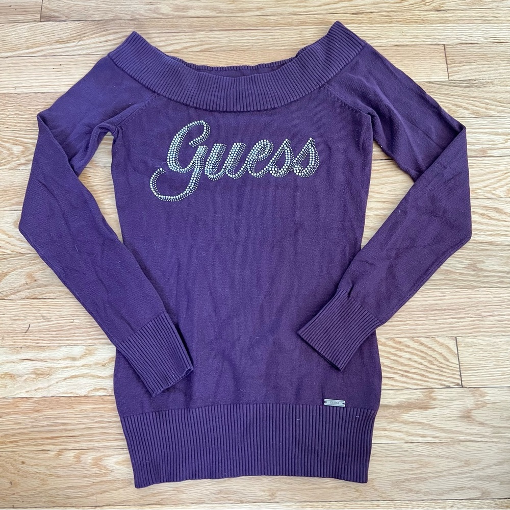 GUESS women's size small rhinestone long sleeve shirt